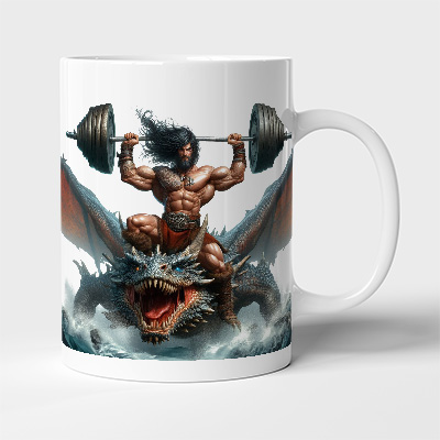 Bodydrom Kişiye Özel İsim veya Logo Yazılabilir Bodybuilder Flying Dragon Temalı Kupa