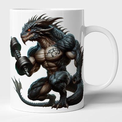 Bodydrom Kişiye Özel İsim veya Logo Yazılabilir Dragon Barbell 2 Temalı Kupa