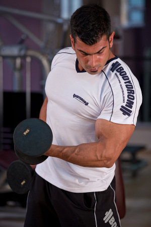 Bodydrom Fitness Bodybuilding Sporcu T-Shirt Omuz Baskılı Kısa Kollu Beyaz